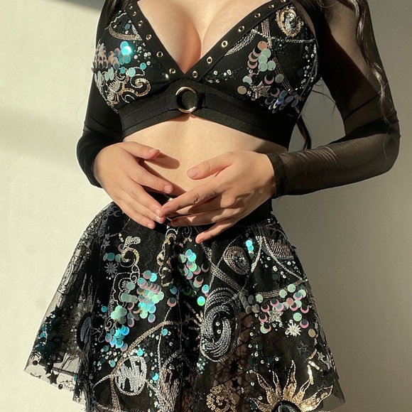 Black Sequin Rave Set - Picture 2 of 2